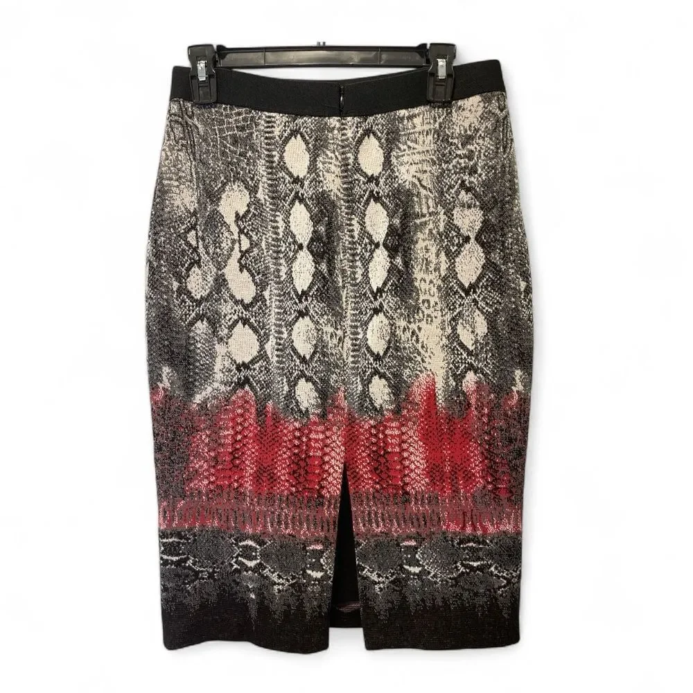 Yoana Barashi Elegant Black and Red Reptile Patterned Skirt size M